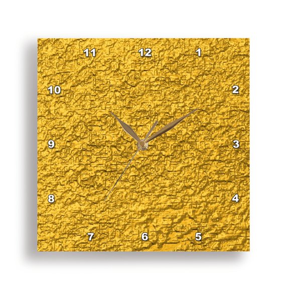3drose, Image of Macro of Crushed Gold Foil, 15x15 Wall Clock