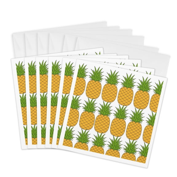 3drose, Image of Pineapple, 6 Greeting Cards with Envelopes