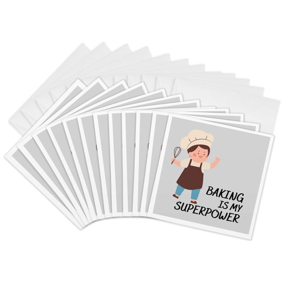 3drose, Image of Quote Baking Is My Super Power, 12 Greeting Cards with Envelopes