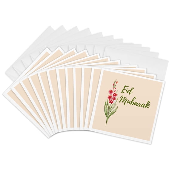 3drose, Image of Quote Eid Mubarak, 12 Greeting Cards with Envelopes