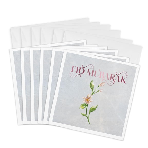 3drose, Image of Quote Eid Mubarak, 6 Greeting Cards with Envelopes