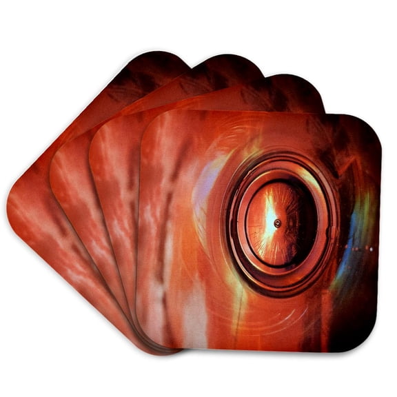 3drose, Image of Red Blur Photo Looking down a Glass, Set of 4 Coasters - Soft