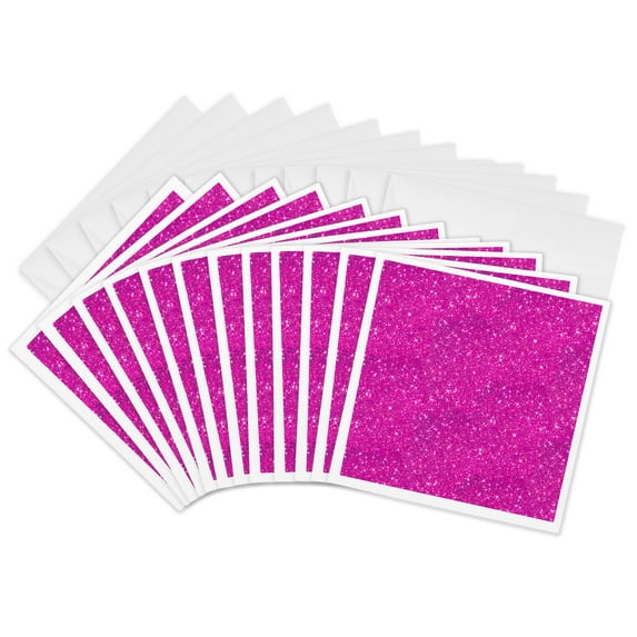 3drose, Image of Sparkling Shiny Pink Luxury Elegant Mermaid Glitter, 12 Greeting Cards with Envelopes