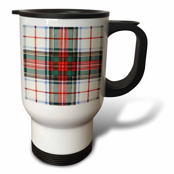 3drose, Image of Stewart Clan Kilt Scottish Tartan Plaid Pattern, 14oz Stainless Steel Travel Mug