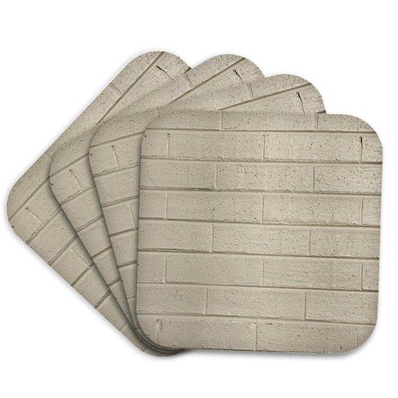 3drose, Image of Tan Beige Painted Brick Wall in Closeup, Set of 4 Coasters - Soft