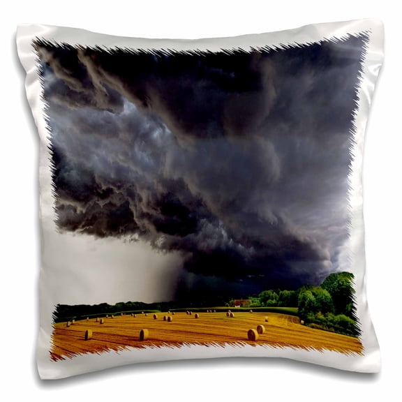 3drose, Image of Tornado Clouds over Country Field, 16x16 inch Pillow Case
