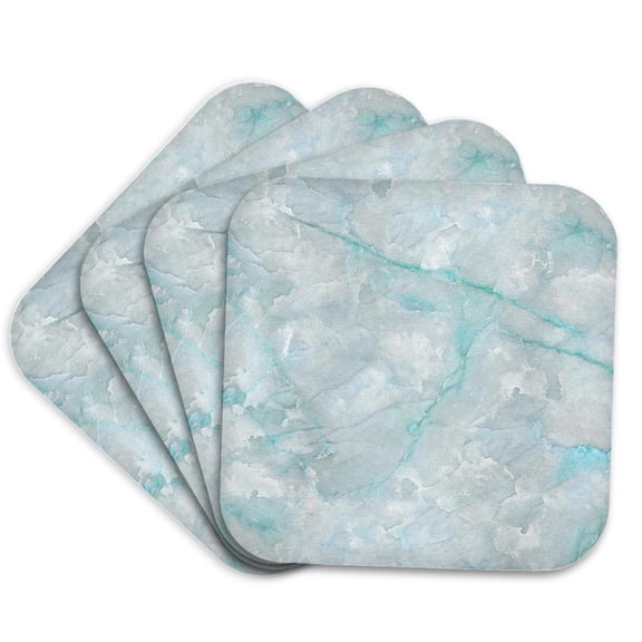 3drose, Image of Trendy Luxury Aqua Teal Quartz and Gray Gemstone Agate Geode, Set of 4 Coasters - Cork
