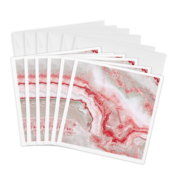 3drose, Image of Trendy Luxury Orange Rose Gold Quartz Gemstone Agate Geode, 6 Greeting Cards with Envelopes