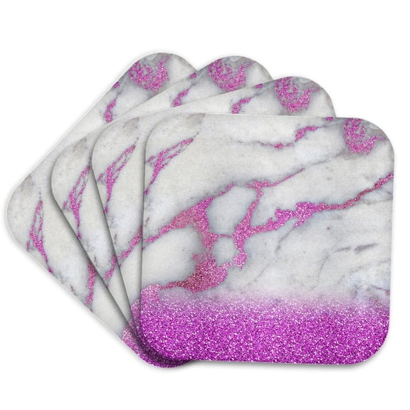 3drose, Image of Trendy Purple Ultra-violet Agate Geode Rock Quartz, Set of 4 Coasters - Soft
