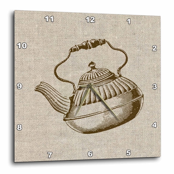 3drose, Image of Victorian Teapot - Not Linen Cloth, 13x13 Wall Clock