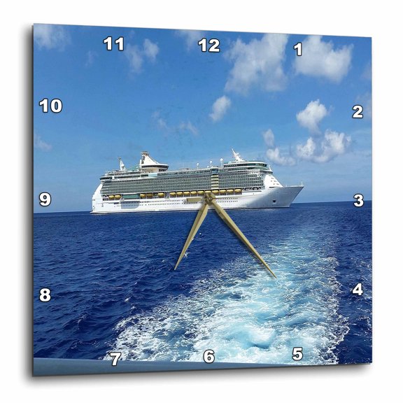 3drose, Image of View of Cruise Ship from Tender Grand Cayman, 15x15 Wall Clock
