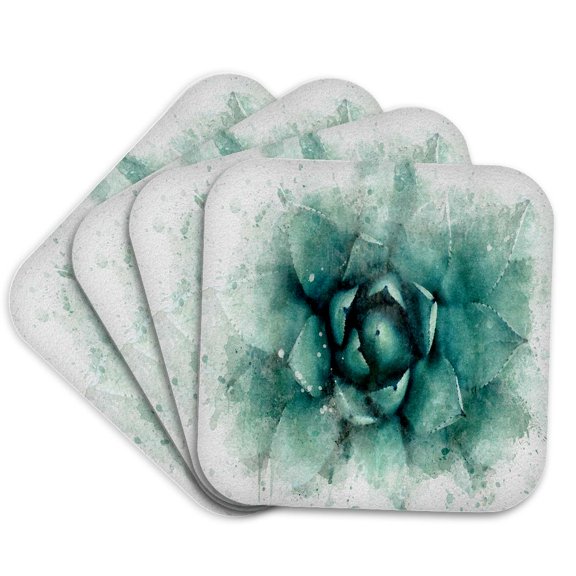 3drose, Image of Watercolor Succulent Cactus Art, Set of 4 Coasters - Soft