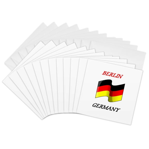 3drose, Image of Words Berlin Germany with Flag, 12 Greeting Cards with Envelopes