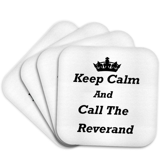 3drose, Image of Words Keep Calm and Call the Reverend, Set of 4 Coasters - Soft