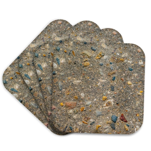 3drose, Image of a Concrete Surface with Colorful Pebbles in Cement, Set of 4 Coasters - Soft
