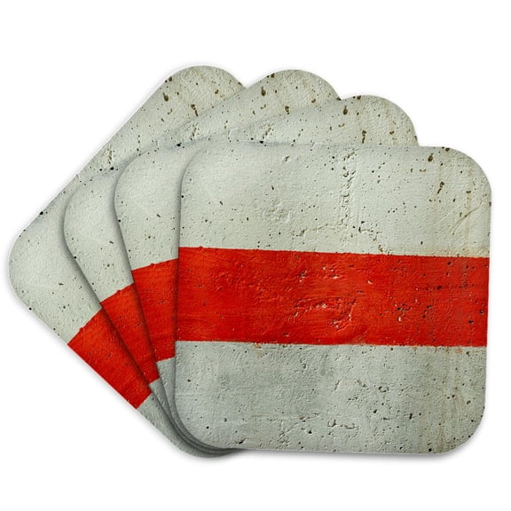 3drose, Image of a Concrete Wall with a Red Horizontal Bar Cross It, Set of 4 Coasters - Soft