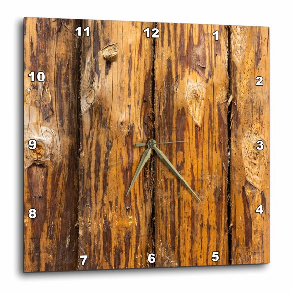 3drose, Image of a Four Grunge Timber Logs. Wooden Rampart or Hedge of a Fort, 10x10 Wall Clock