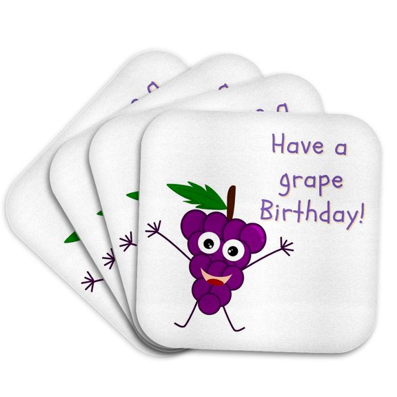 3drose, Image of a Grapes with Text, Set of 4 Coasters - Cork