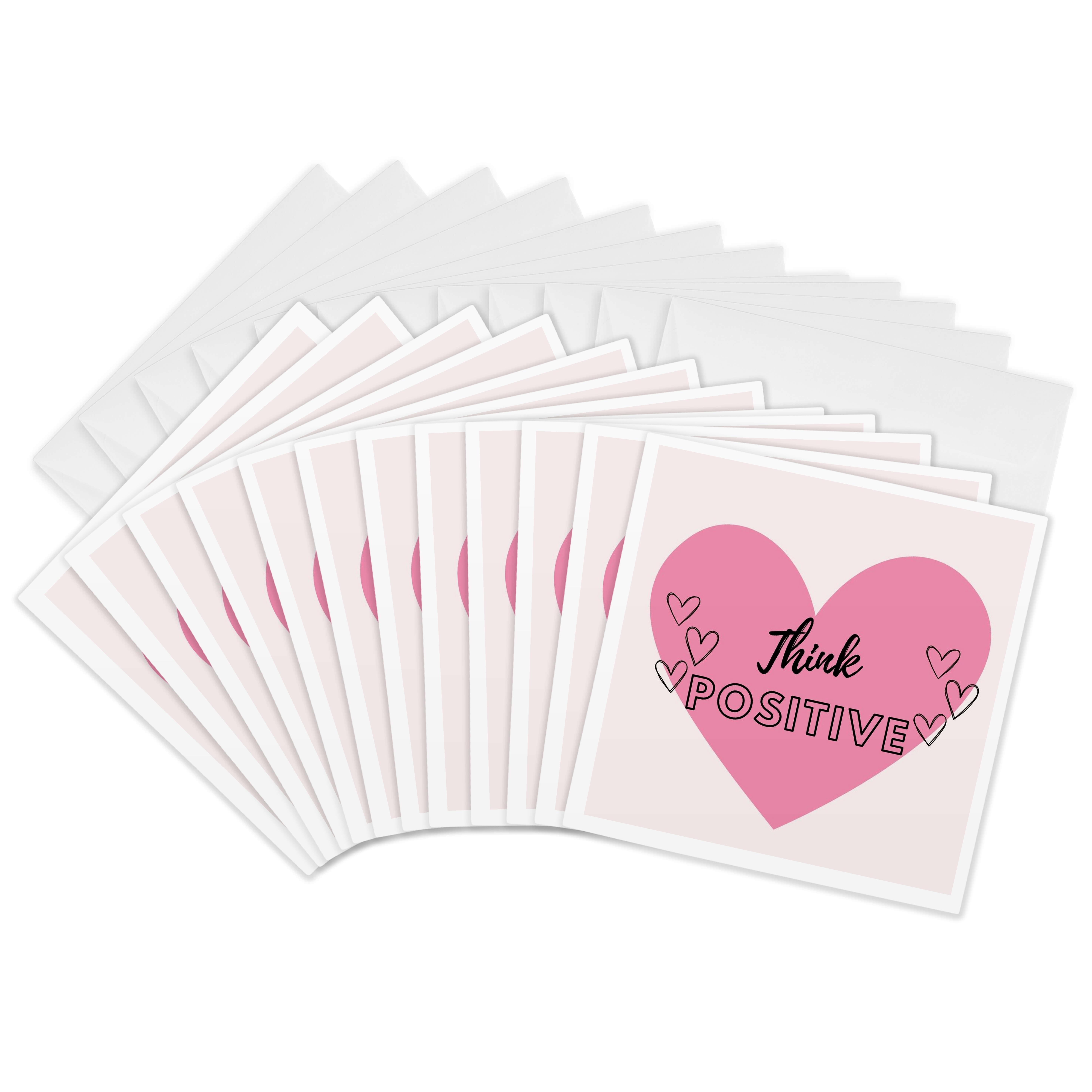 3drose, Image of a Heart with a Text of Think Positive, 12 Greeting ...