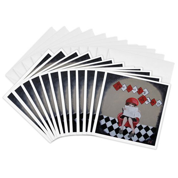 3drose, Image of a Lady at a Retro Style Beauty Shop, Having Her Hair Done., 12 Greeting Cards with Envelopes