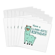 3drose, Image of a Llama with Text of Have a Llamarific Birthday, 12 Greeting Cards with Envelopes