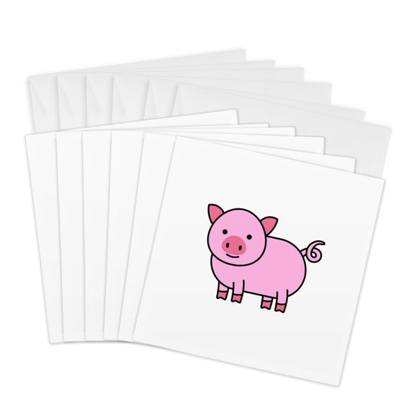 3drose, Image of a Pig, 6 Greeting Cards with Envelopes