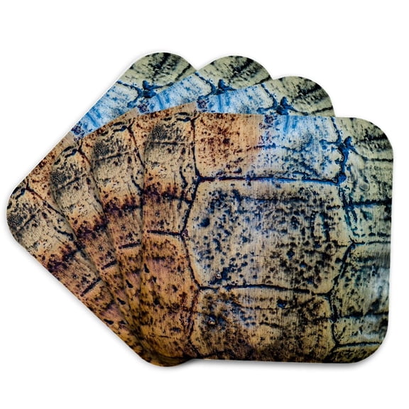 3drose, Image of a Tortoise Shell. Decorative Texture or Pattern, Set of 4 Coasters - Soft