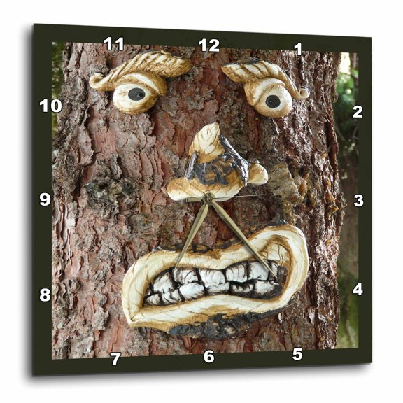 3drose, Image of an Angry Tree Face, 15x15 Wall Clock