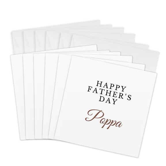 3drose, Image of the Words Happy Fathers Day Poppa, 6 Greeting Cards with Envelopes