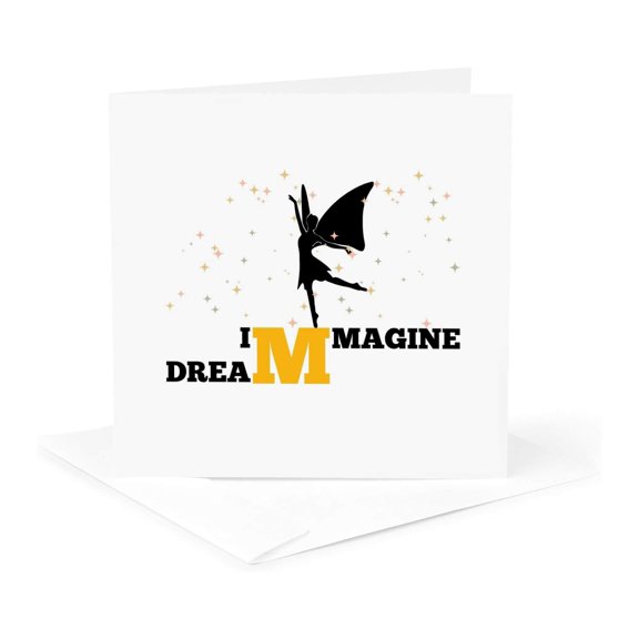 3drose, Imagine and Dream Typography - Fairy Sparkle, 1 Greeting Card with Envelope