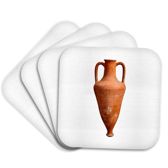 3drose, Imitation of an Ancient Greek or Roman Amphora Made of Clay on White, Set of 4 Coasters - Soft