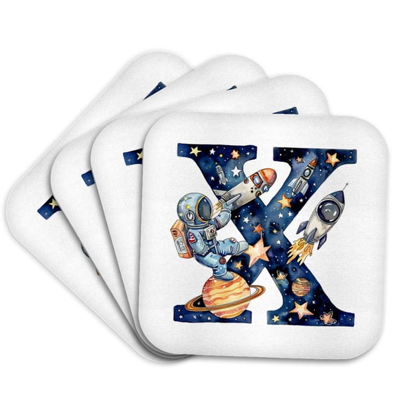 3drose, Incomparable Letter X. Space Flight Astronaut Awesome Monogram Gift, Set of 4 Coasters - Cork