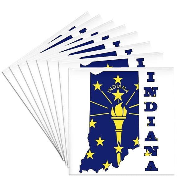 3drose, Indiana State Flag in the Outline Map and Letters for Indiana, Set of 8 Ceramic Tile Coasters