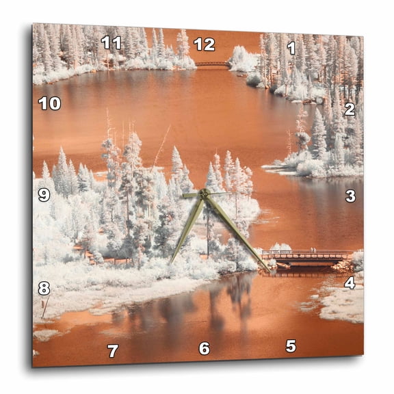 3drose, Infrared Shot of Twin Lakes in the Mammoth Lakes Basin, California, 10x10 Wall Clock