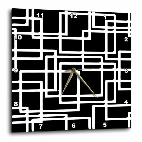 3drose, Interlocking White Squares Artistic Design, 10x10 Wall Clock