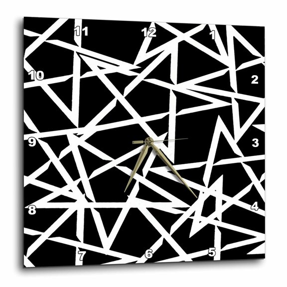 3drose, Interlocking White Star Polygon Shape Design, 15x15 Wall Clock
