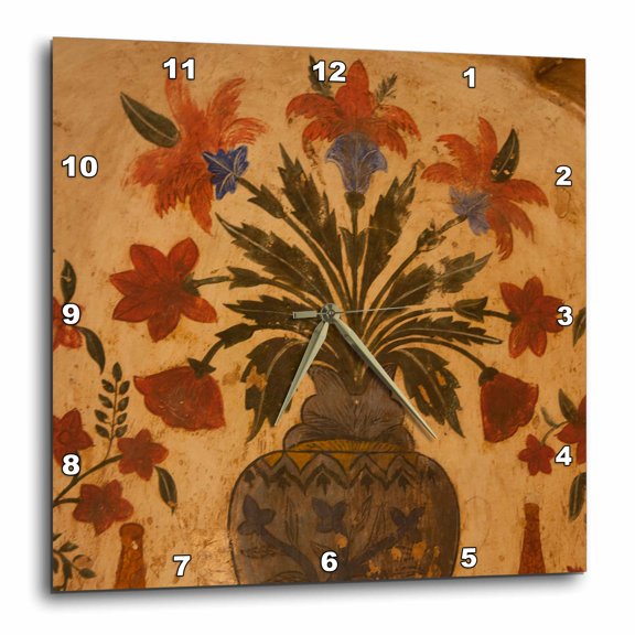3drose, Intricate Frescoes, Tomb, Agra, Uttar Pradesh., 10x10 Wall Clock