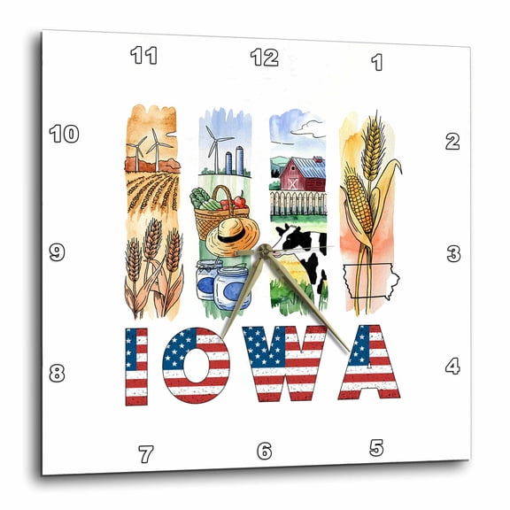 3drose, Iowa State. Usa. Four Brushstrokes. Particular Aspects. Magnificent, 13x13 Wall Clock