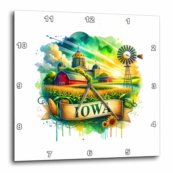 3drose, Iowa State. Usa. Landmarks and Colorful Landscapes. Delightful Gift, 15x15 Wall Clock