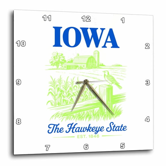 3drose, Iowa State, the Usa. the Hawkeye State. Established in 1846, Gift, 15x15 Wall Clock