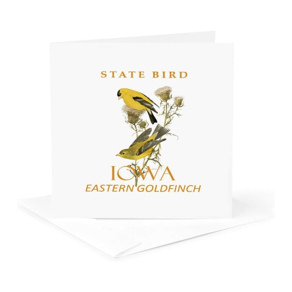 3drose, Iowa Territory Eastern Goldfinch Bird, 1 Greeting Card with Envelope
