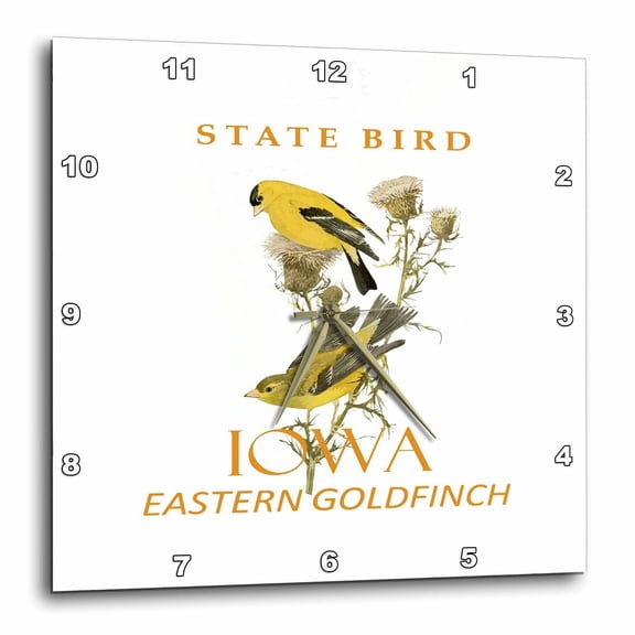 3drose, Iowa Territory Eastern Goldfinch Bird, 15x15 Wall Clock