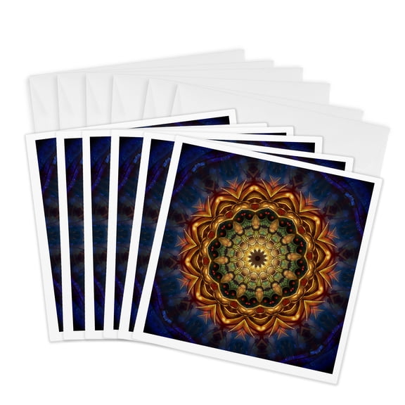 3drose, Iris Circle Gift Mandala, 6 Greeting Cards with Envelopes