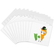 3drose, Irish Flag Colored St Patricks Day Llama Illustration, 12 Greeting Cards with Envelopes