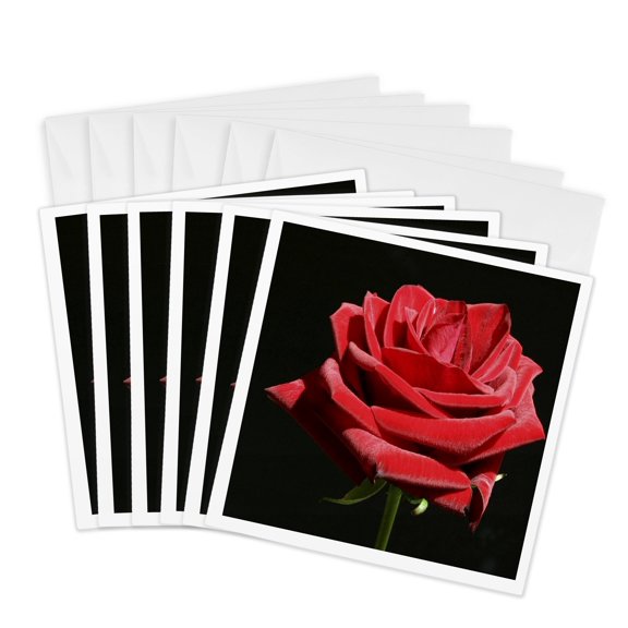 3drose, Irresistable Red Rose, 6 Greeting Cards with Envelopes