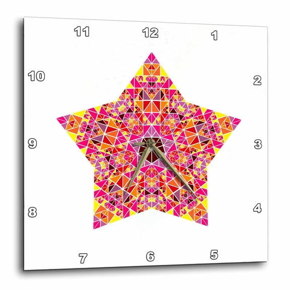 3drose, Isolated Abstract Geometrical Colorful Triangle Ornament Star Polygon, 15x15 Wall Clock