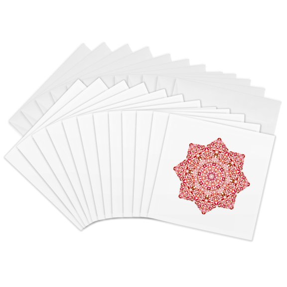 3drose, Isolated Colorful Abstract Gemstone Ornament Star Symbol, 12 Greeting Cards with Envelopes
