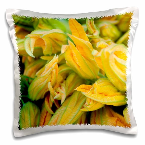 3drose, Italy, Close up of Squash Blossom., 16x16 inch Pillow Case