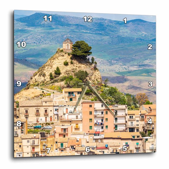 3drose, Italy, Sicily, Enna Prov. Centuripe. Ancient Town in Eastern Sicily., 15x15 Wall Clock