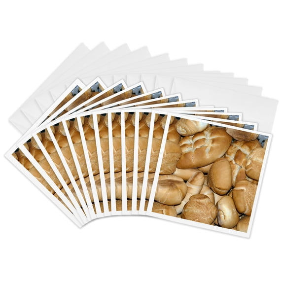 3drose, Italy. Sourdough Bread Rolls, Cooked in the Bakers Laboratory., 12 Greeting Cards with Envelopes